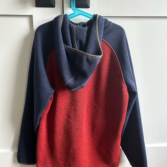 L.L. Bean Kids Red and Navy Zip Fleece Jacket with Hood Boys 18 - Picture 4 of 5